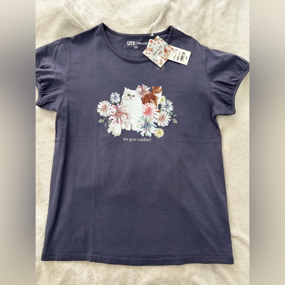 Uniqlo Purple Short Sleeve Tee with Whimsical Graphic girls/ Paul & Joe crossove